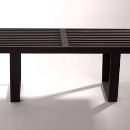 Mid-Century Slatted Bench George Nelson Style. Matte Black - thumbnail 3