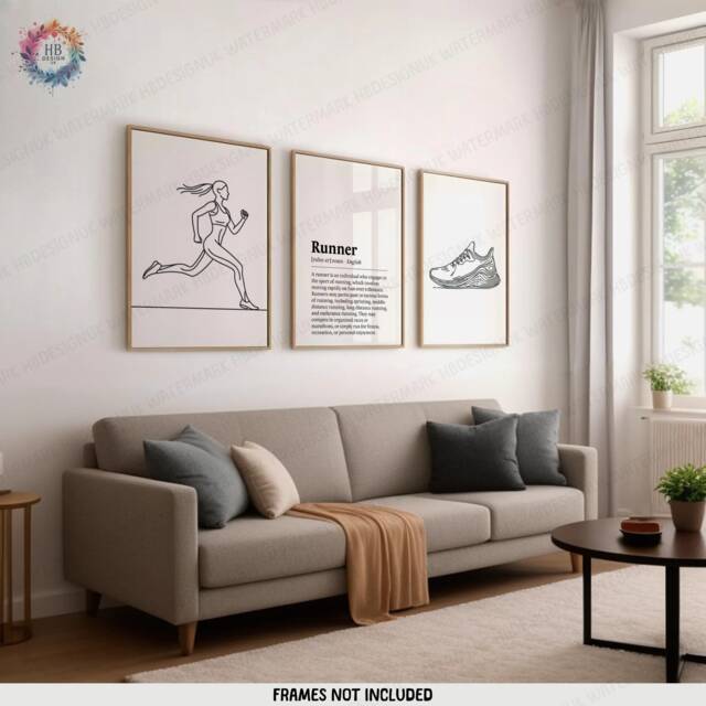 Minimalist Runner Poster Set - 3 Prints - Line Drawing Wall Art Definition Artwork Run Room Decor Jogging Marathon Gifts Girl - image 1