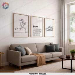 Minimalist Runner Poster Set - 3 Prints - Line Drawing Wall Art Definition Artwork Run Room Decor Jogging Marathon Gifts Girl - thumbnail 1