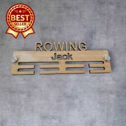 Rowing Medal Hanger - Wood Colours, Custom Name & Colour - thumbnail 1