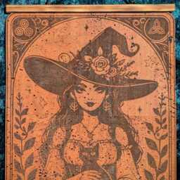 The Witch Tarot Card Wall Art Engraved Eco Friendly Cork Leather - thumbnail 3