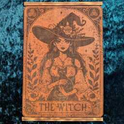 The Witch Tarot Card Wall Art Engraved Eco Friendly Cork Leather - thumbnail 2