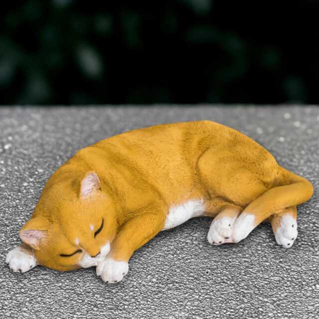 Sleeping Cat Sculpture Concrete Kitty Statue Outdoor Kitten Decoration Handmade Ornament Front Door Figurine Pet Loss Gift Yard Art - image 1