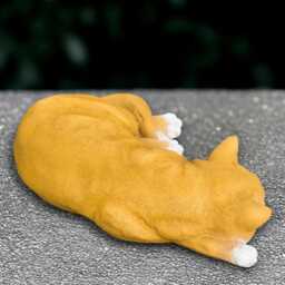 Sleeping Cat Sculpture Concrete Kitty Statue Outdoor Kitten Decoration Handmade Ornament Front Door Figurine Pet Loss Gift Yard Art - thumbnail 3