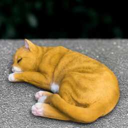 Sleeping Cat Sculpture Concrete Kitty Statue Outdoor Kitten Decoration Handmade Ornament Front Door Figurine Pet Loss Gift Yard Art - thumbnail 2