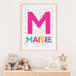 Girls Personalised Name Print, Bedroom Prints, Nursery Wall Art, Pink Teal Colourful, Decor, Playroom Prints - thumbnail 2