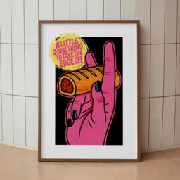 Take The Edge Off Sausage Roll Poster - Funny Food Quote Wall Art Bold Print For Lover Home Decor Foodie A5 To A1 - thumbnail 1