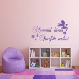 Mermaid Kisses Starfish Wishes Vinyl Wall Decal - Girls Nursery Decor P119 - thumbnail 1