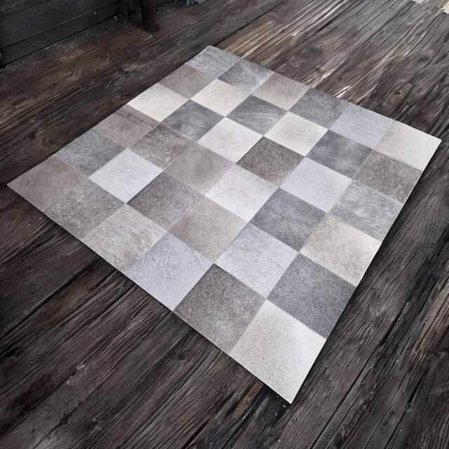 Genuine Cowhide Grey Patchwork Rug - 4Ft Long X Wide - 120cm 120cm - image 1