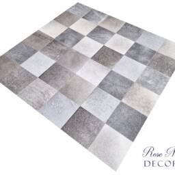 Genuine Cowhide Grey Patchwork Rug - 4Ft Long X Wide - 120cm 120cm - thumbnail 2