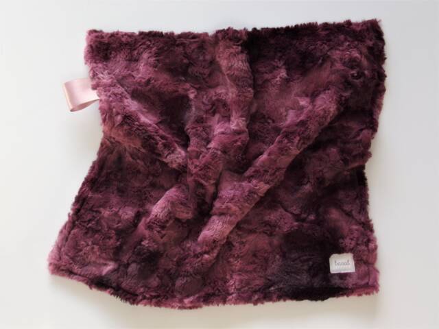 Burgundy Lovey Blanket, Minky Baby Girl Modern Pink Lovey, Tag Ready To Ship - image 1