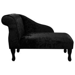 Handmade Mini Chaise Longue Ebony Black Crushed Velvet Chenille - thumbnail 3