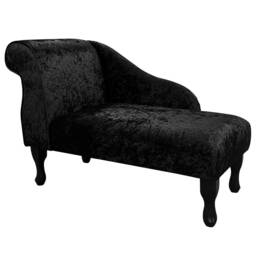 Handmade Mini Chaise Longue Ebony Black Crushed Velvet Chenille - thumbnail 2