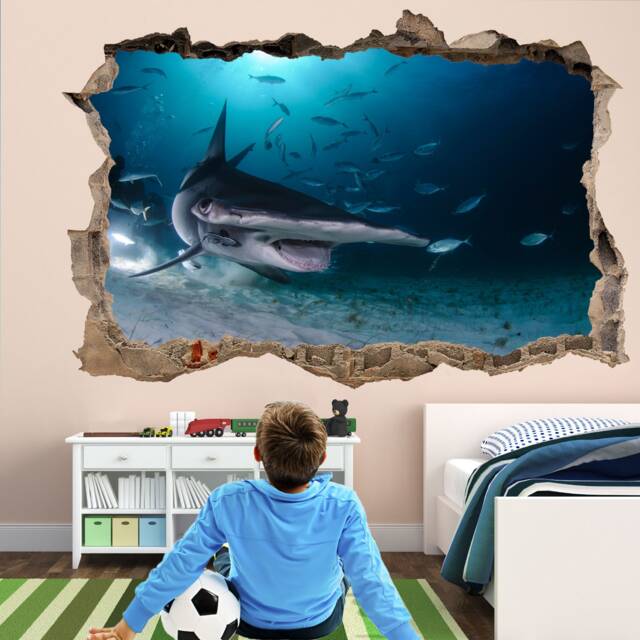 Hammerhead Shark Wall Sticker Mural Decal Poster Print Art Home Office Decor Animal Ocean Fish Hb5 - image 1