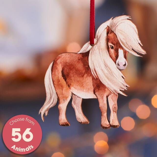 Watercolour Style Wooden Shetland Pony Hanging Decoration - Handcrafted Christmas For Stylish Home D??cor, Unique Gift Idea - image 1