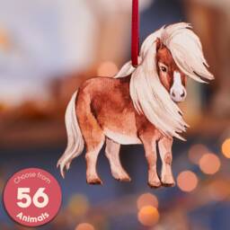 Watercolour Style Wooden Shetland Pony Hanging Decoration - Handcrafted Christmas For Stylish Home D??cor, Unique Gift Idea
