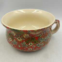 Small Chamber Pot Planter in William Morris Red Strawberry Thief Design By Heron Cross Pottery - thumbnail 2