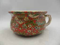 Small Chamber Pot Planter in William Morris Red Strawberry Thief Design By Heron Cross Pottery - thumbnail 1