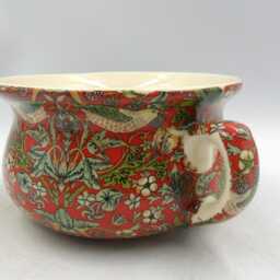 Small Chamber Pot Planter in William Morris Red Strawberry Thief Design By Heron Cross Pottery - thumbnail 3