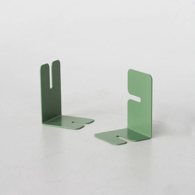 Green Metal Bookend Set Of 2, Minimalistic Book Ends, Modern Pair, Unique Bookends, Housewarming Gift For Lover - image 1