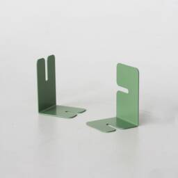 Green Metal Bookend Set Of 2, Minimalistic Book Ends, Modern Pair, Unique Bookends, Housewarming Gift For Lover - thumbnail 1