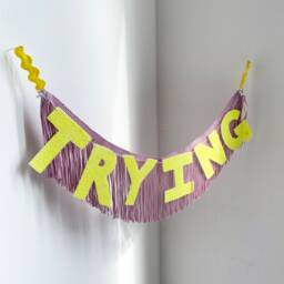 Trying Fun Cult Fringe Banner - Trying Garland, Wall Hanging Banner, Fringe Hanging, Office Decor, Dorm Room Funny Banner - thumbnail 4