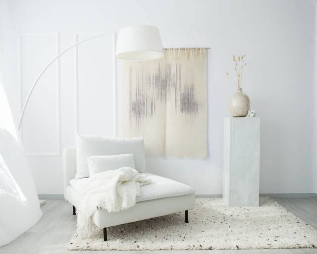 Cloud Dip Dye Wall Hanging - Handwoven Gray Gradient Tapestry Wabi Sabi Japandi Art Neutral Textile Decor Living Room Bedroom - image 1
