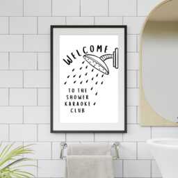 "Funny Bathroom Print - ""Welcome To The Shower Karaoke Club" - thumbnail 1