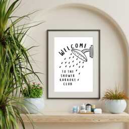 "Funny Bathroom Print - ""Welcome To The Shower Karaoke Club" - thumbnail 2
