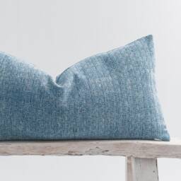 Vintage Style Lumbar Pillow Cover, Striped Stonewash Cotton, Faded Blue Cushion - thumbnail 2
