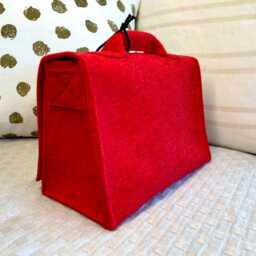 Children's Doctor's Bag, Travel First Aid Kit, Optionally With Name Tag + Accessories, Red Wool Felt - thumbnail 3