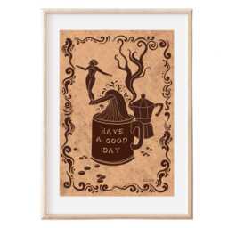 Good Day Coffee Art Print - Retro Surfer Girl Illustration - thumbnail 3