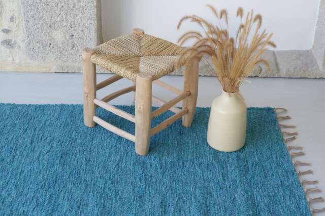 Medium Teal Blue Rug 150x100 cm, Bedroom Rug, Kids Entry Bathroom Bohemian Contemporary Washable - image 1