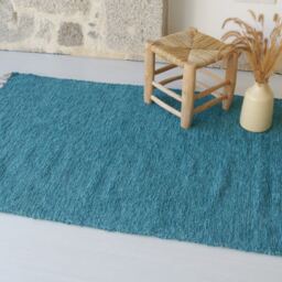 Medium Teal Blue Rug 150x100 cm, Bedroom Rug, Kids Entry Bathroom Bohemian Contemporary Washable - thumbnail 3