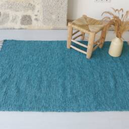 Medium Teal Blue Rug 150x100 cm, Bedroom Rug, Kids Entry Bathroom Bohemian Contemporary Washable - thumbnail 2
