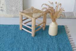 Medium Teal Blue Rug 150x100 cm, Bedroom Rug, Kids Entry Bathroom Bohemian Contemporary Washable - thumbnail 1