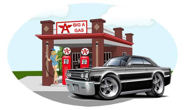 1967 Plymouth Belvedere Gas Station Wall Decal - Classic Car Art - image 1