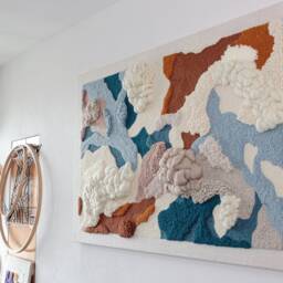 Blue Lagoon - Sculptural Wall Art Abstract Textile 3D Woven Tapestry - thumbnail 2