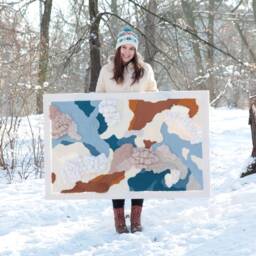 Blue Lagoon - Sculptural Wall Art Abstract Textile 3D Woven Tapestry - thumbnail 3