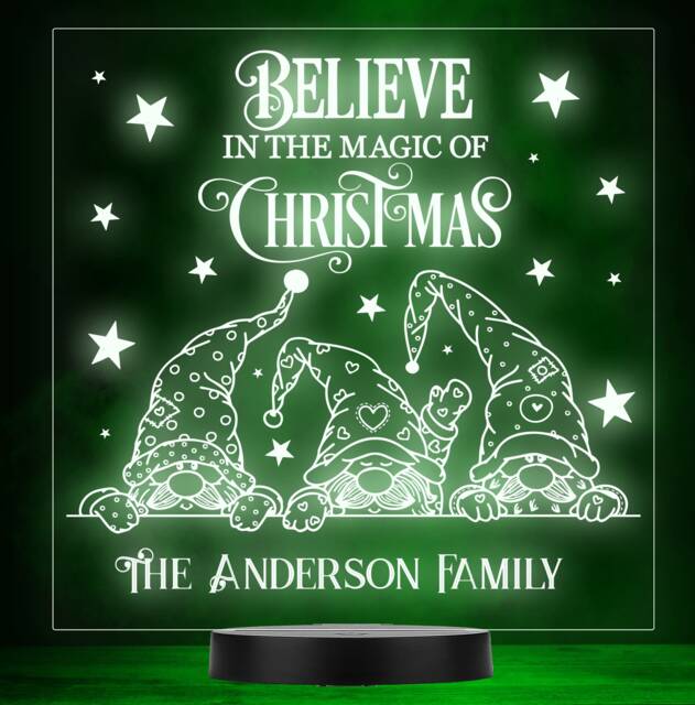 Magic Of Christmas Gnome Family Stars Colour Change Lamp Night Light - image 1