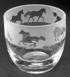 Galloping Horse Candleholder Crystal Glass Candle Holder With Galloping Horses Frieze Design