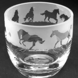 Galloping Horse Candleholder Crystal Glass Candle Holder With Galloping Horses Frieze Design - thumbnail 3