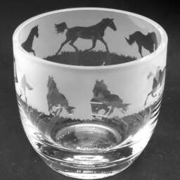 Galloping Horse Candleholder Crystal Glass Candle Holder With Galloping Horses Frieze Design - thumbnail 2