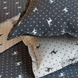 Christmas Pillow - Jacquard Cushion Cover - Beige/Grey Moose With Dots in Four Different Sizes - thumbnail 3