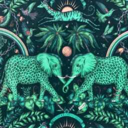Clarke & Clarke, Teal Green Velvet Cushion Cover, Fantasy Elephant Throw Pillow Home Decor - thumbnail 3