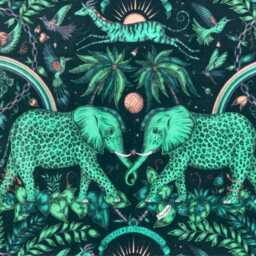 Clarke & Clarke, Teal Green Velvet Cushion Cover, Fantasy Elephant Throw Pillow Home Decor - thumbnail 3