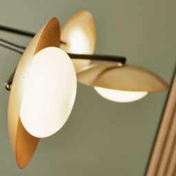 1950's Mid Century 6 Light Modern Raw Brass Pendant Sputnik Chandelier Light Chandelier With Ball Kingdomslightltd - thumbnail 3
