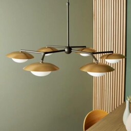 1950's Mid Century 6 Light Modern Raw Brass Pendant Sputnik Chandelier Light Chandelier With Ball Kingdomslightltd - thumbnail 2