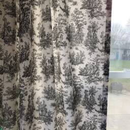 Black & White Toile Curtains Traditional Farmhouse Decor - Pair - thumbnail 3
