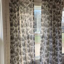 Black & White Toile Curtains Traditional Farmhouse Decor - Pair - thumbnail 2